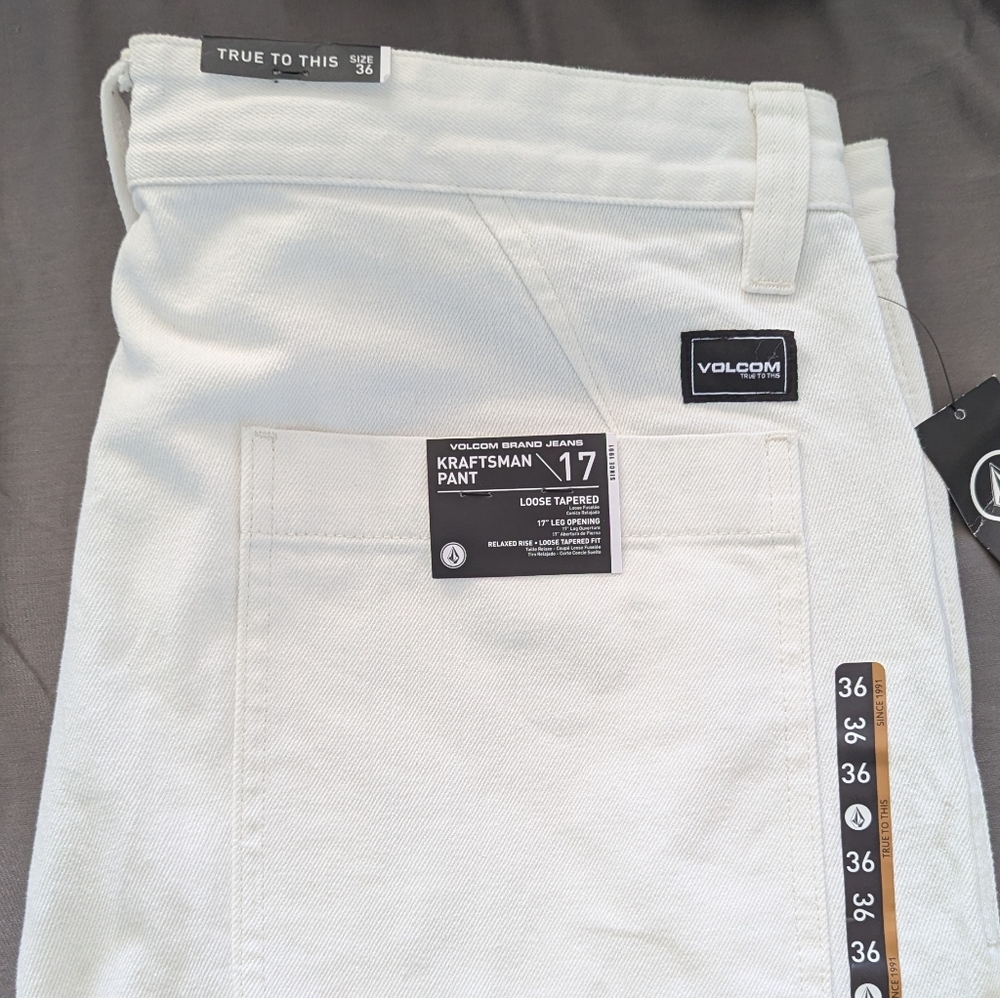 Volcom NWT White Kraftsman Pant - Loose Tapered | Size 36